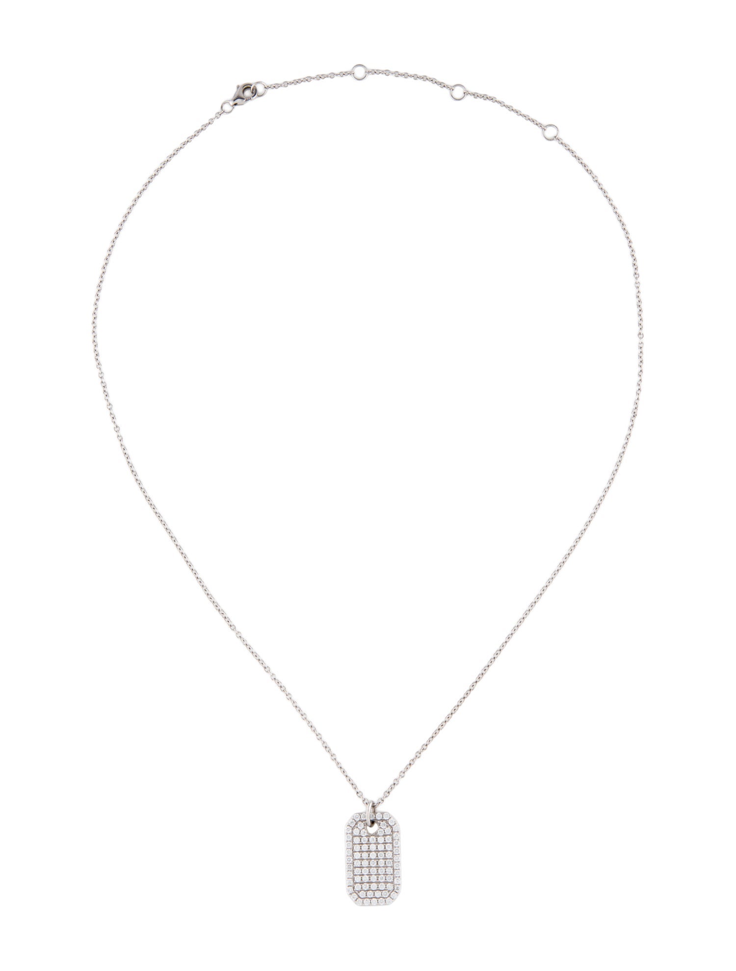 Shy Creation 14K Diamond Dog Tag Pendant Necklace