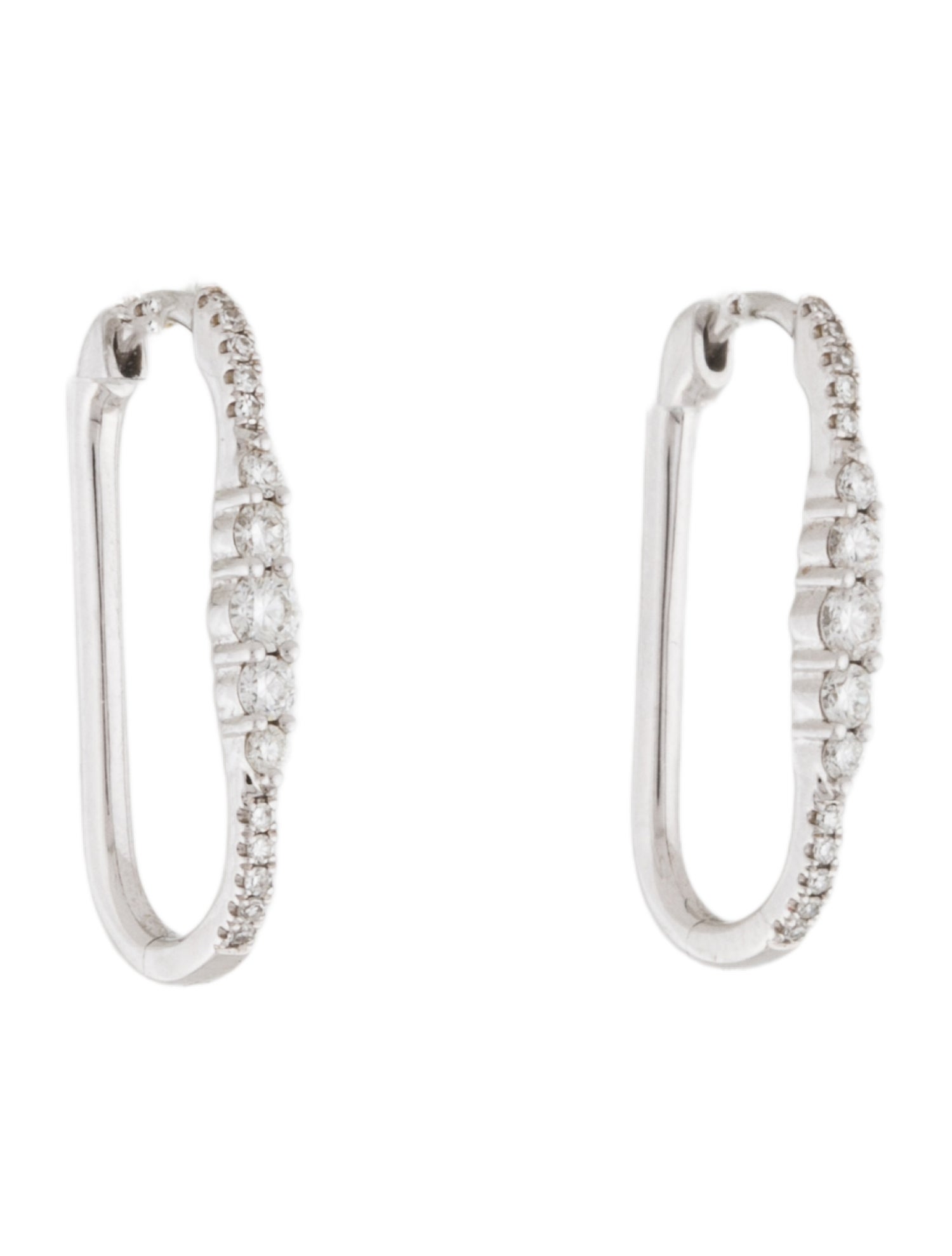 Shy Creation 14K Diamond Oval Hoop Earrings