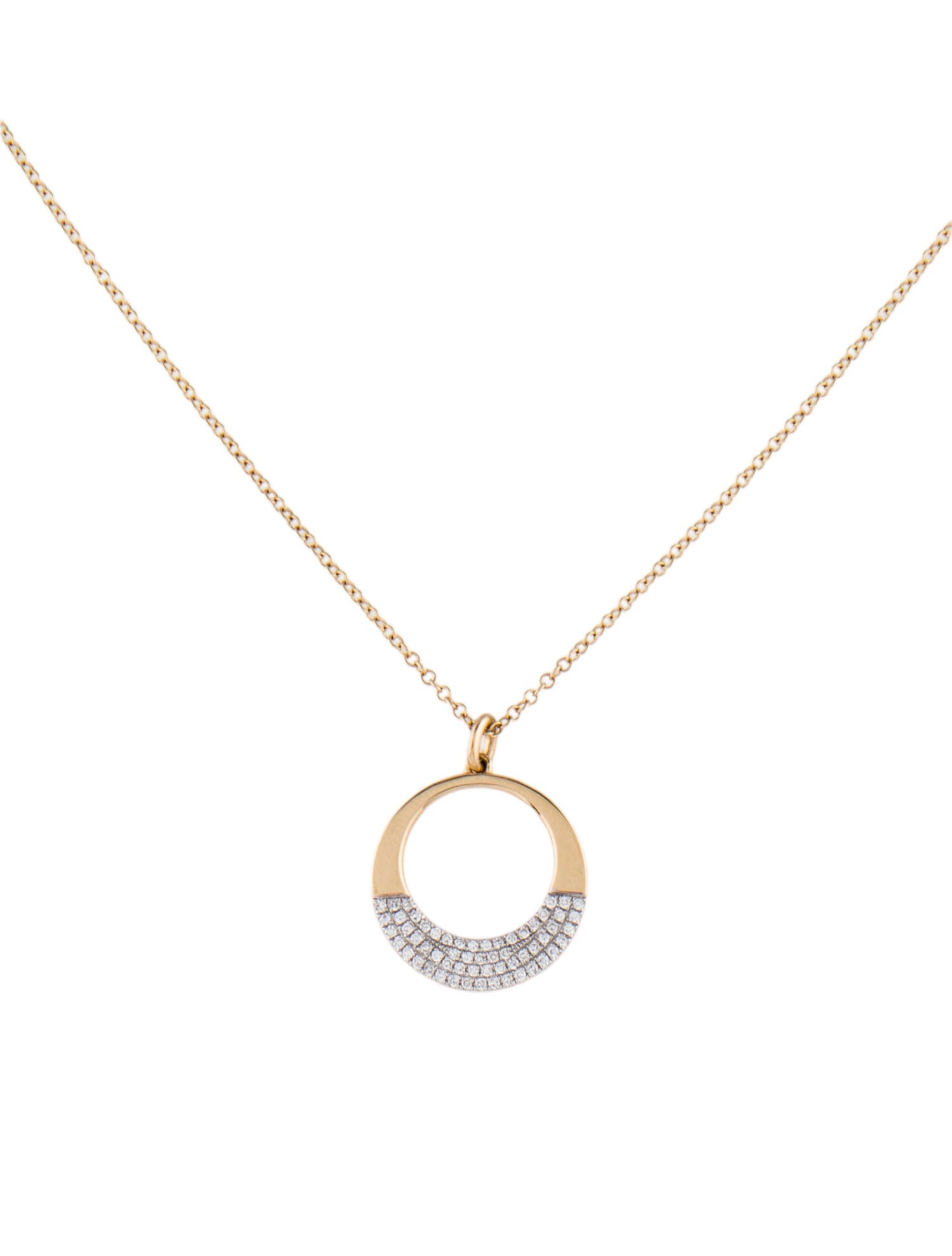 Shy Creation 14K Diamond Graduated Circle Pendant Necklace
