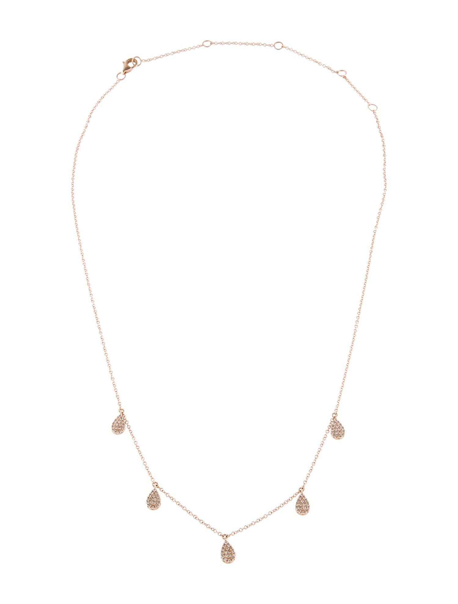 Shy Creation 14K Diamond Teardrop Station Necklace