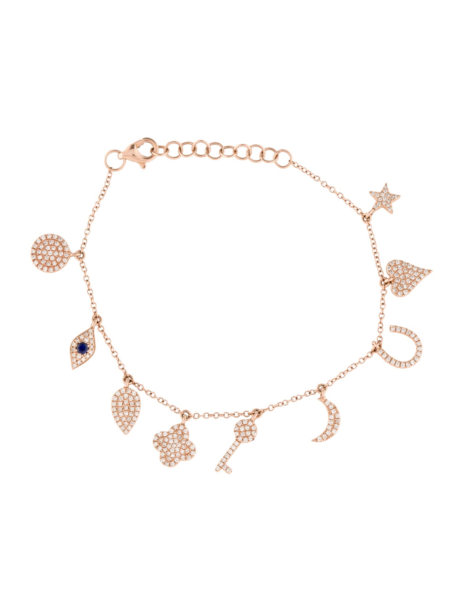 Shy Creation 14K Diamond Luck Charm Bracelet