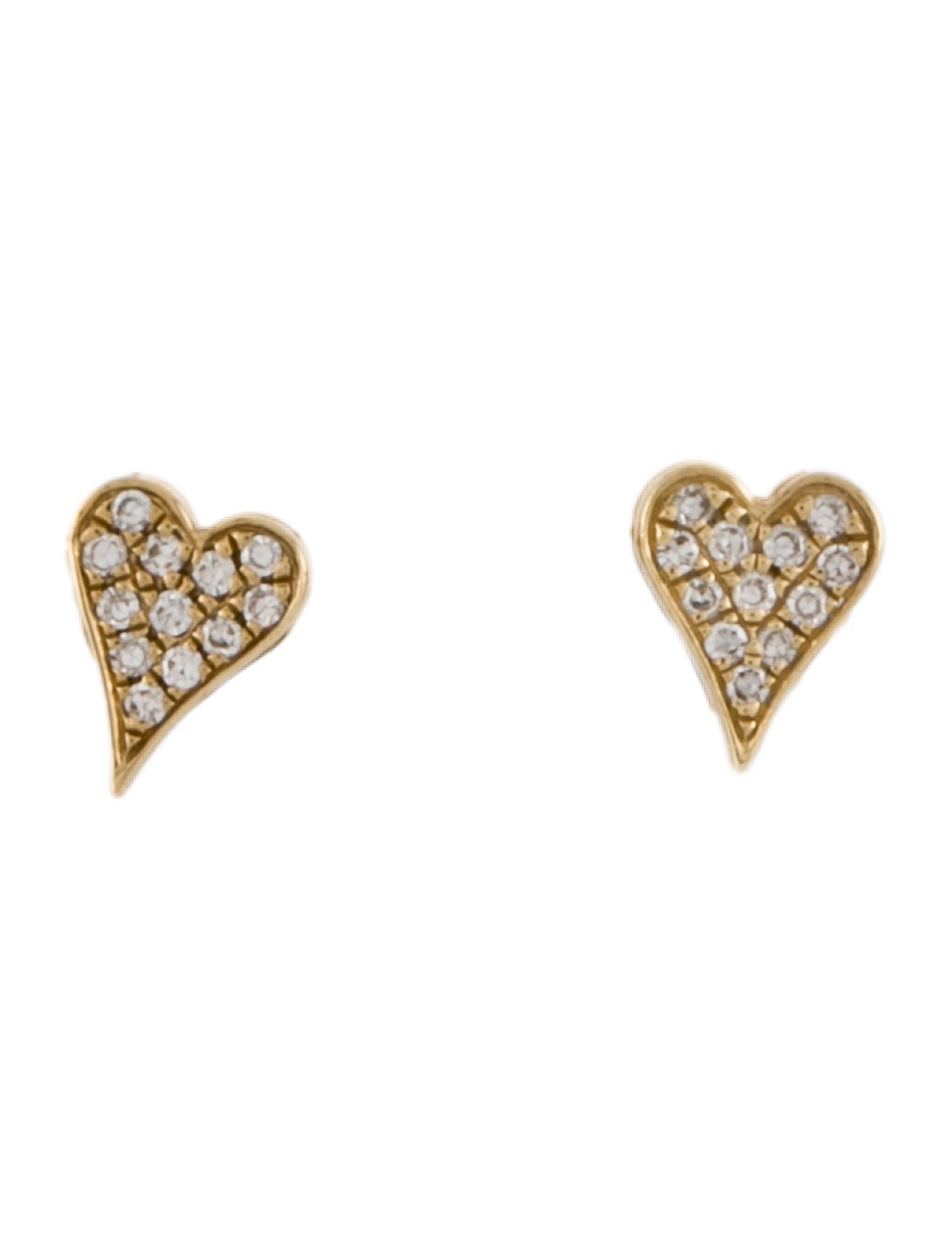 Shy Creation 14K Diamond Pavé Heart Stud Earrings