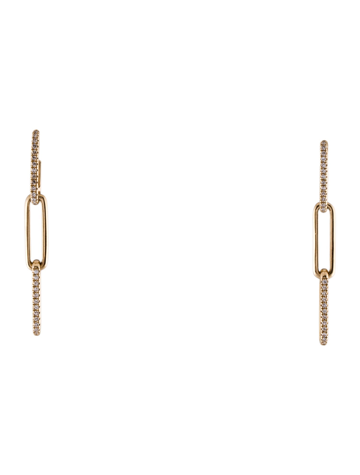 Shy Creation 14K Diamond Pavé Paperclip Chain Drop Earrings