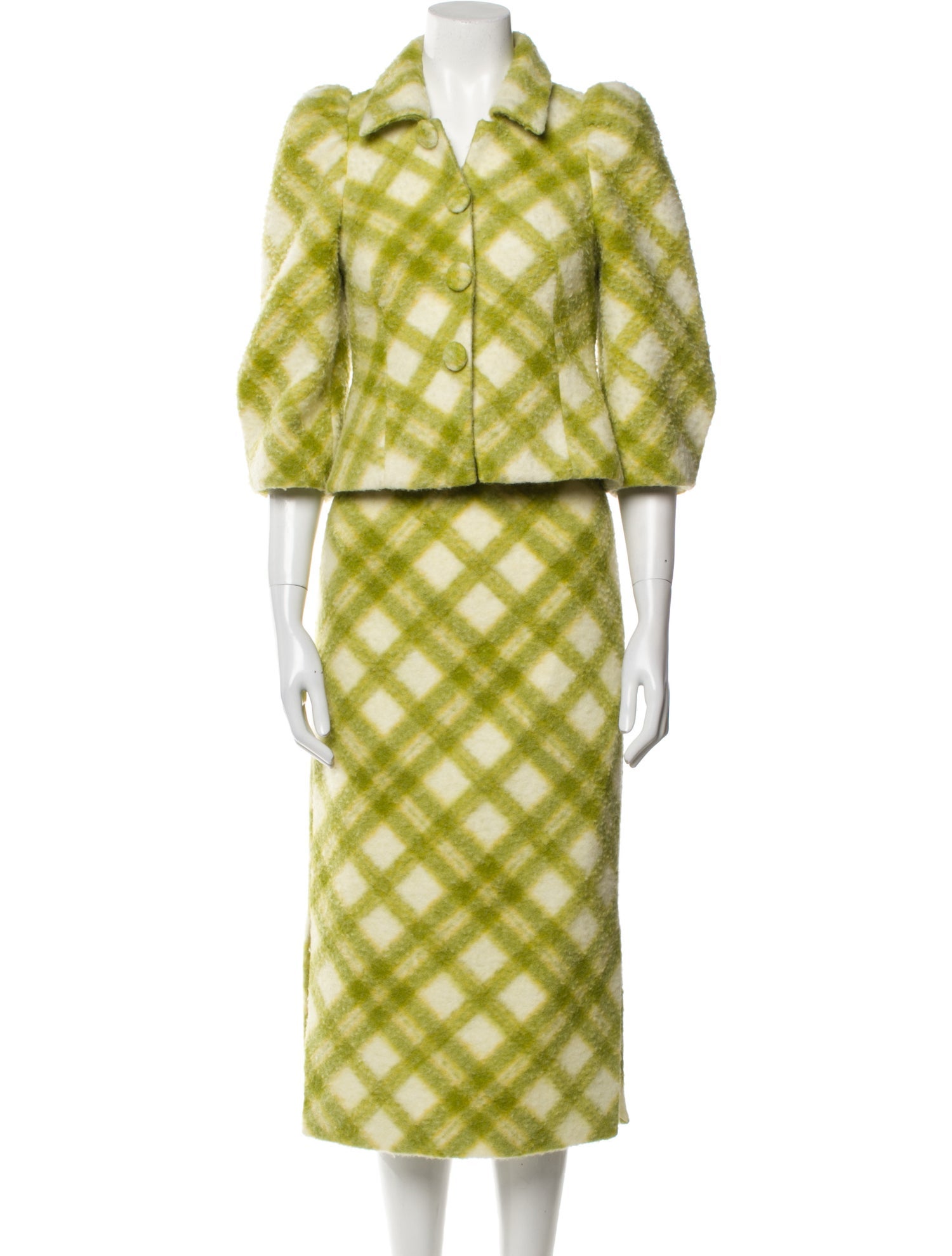 Shushu/tong Wool Plaid Print Skirt Set w/ Tags