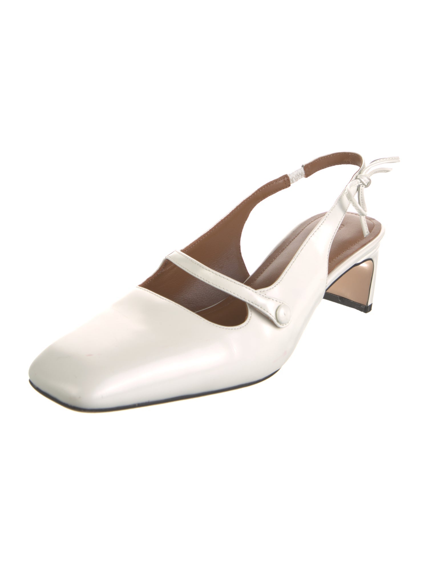 Shushu/tong Leather Bow Accents Slingback Pumps