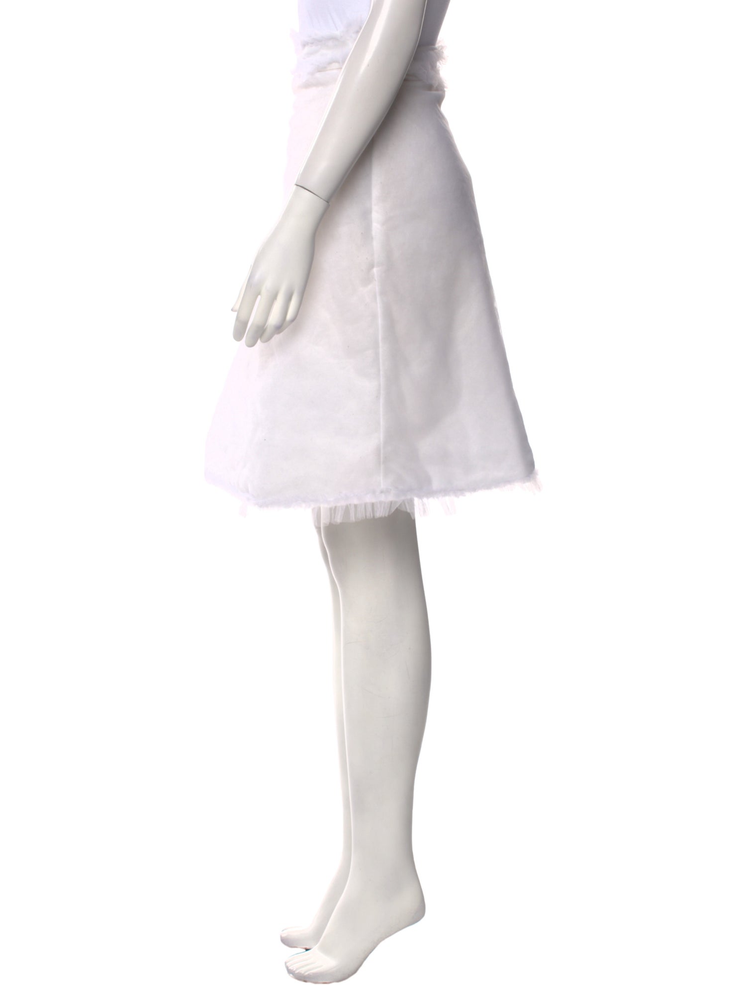 Shushu/tong Mesh Accents Knee-Length Skirt