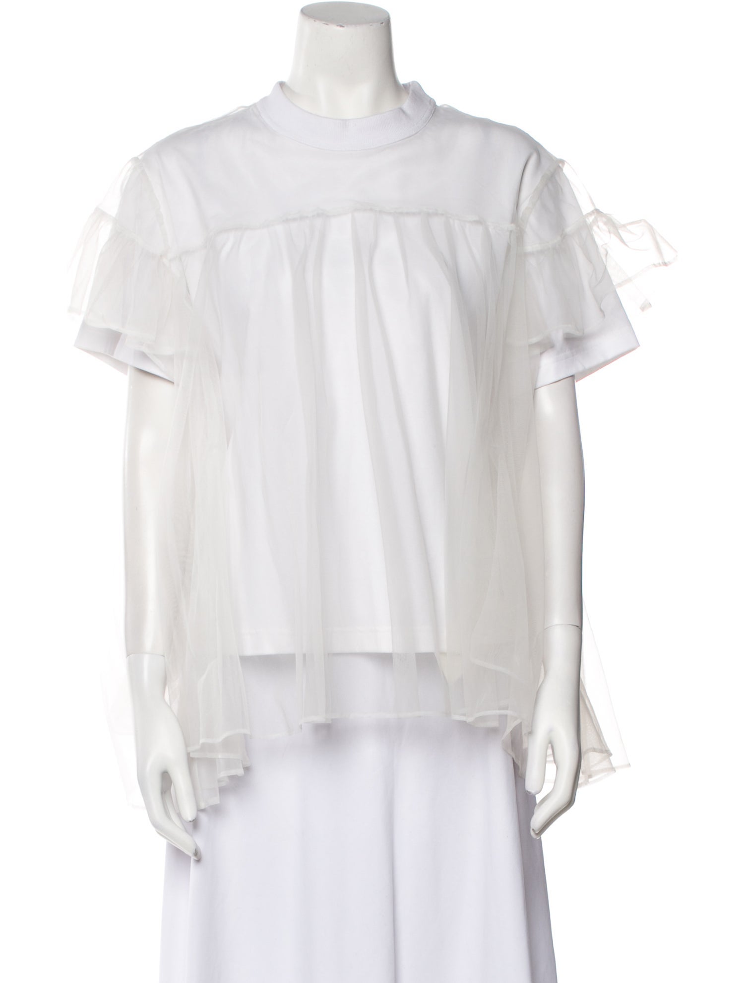 Shushu/tong Mock Neck Short Sleeve Blouse