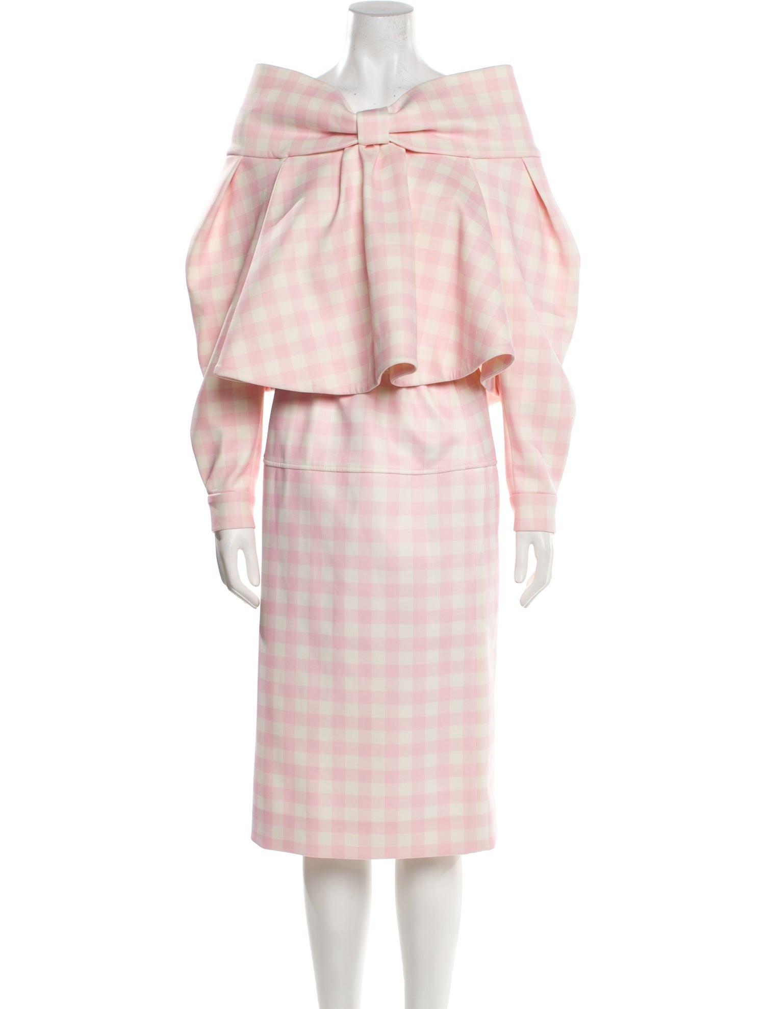 Shushu/tong Plaid Print Bow Accents Skirt Set