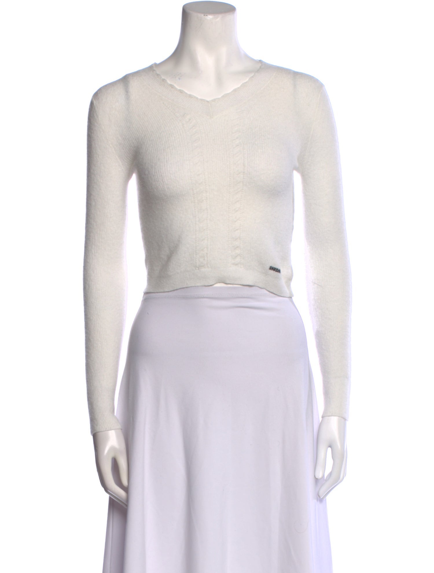 Shushu/tong V-Neck Long Sleeve Crop Top