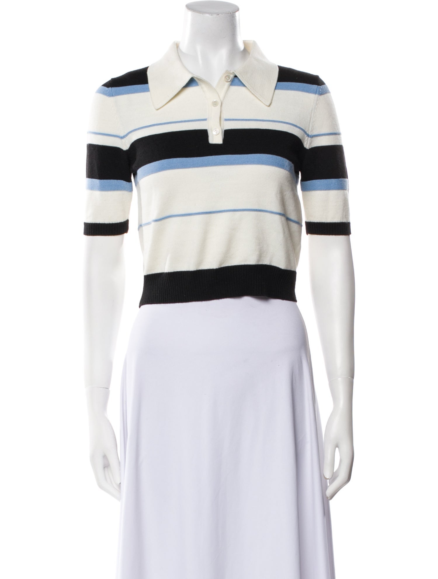 Shushu/tong Striped Short Sleeve Crop Top