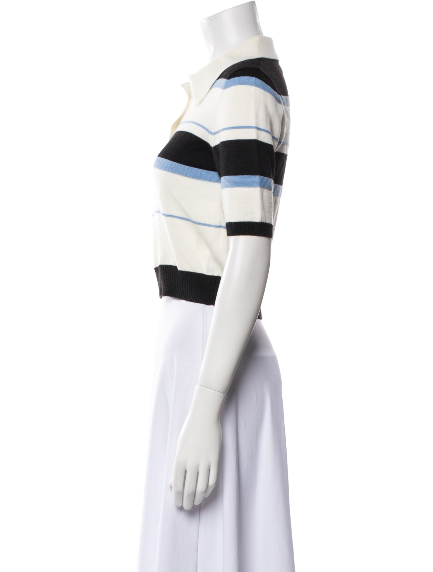 Shushu/tong Striped Short Sleeve Crop Top