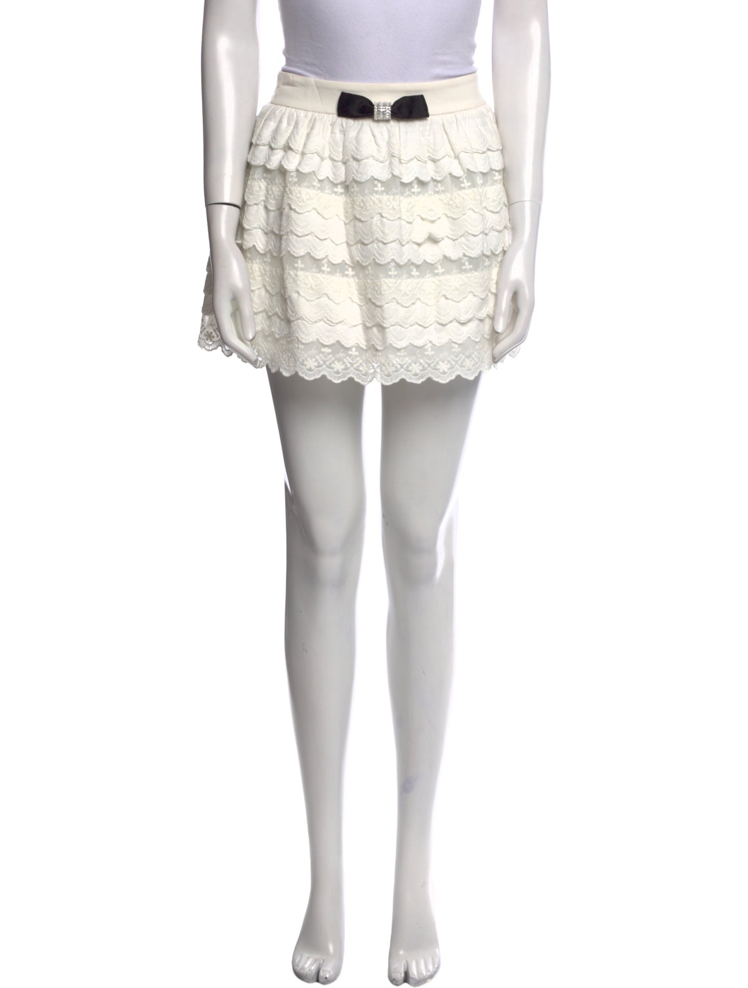 Shushu/tong Lace Pattern Mini Skirt