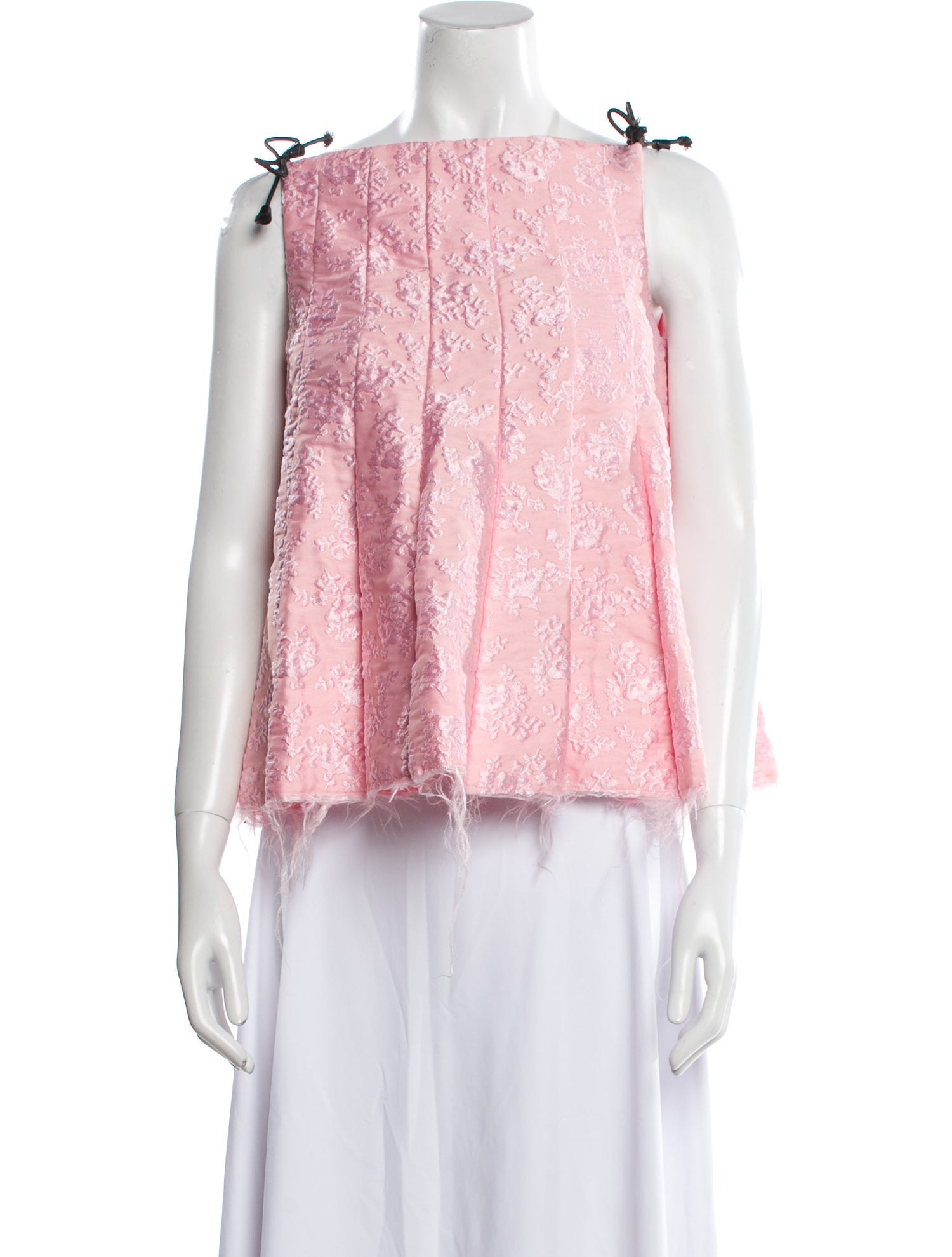Shushu/tong Lace Pattern Square Neckline Top