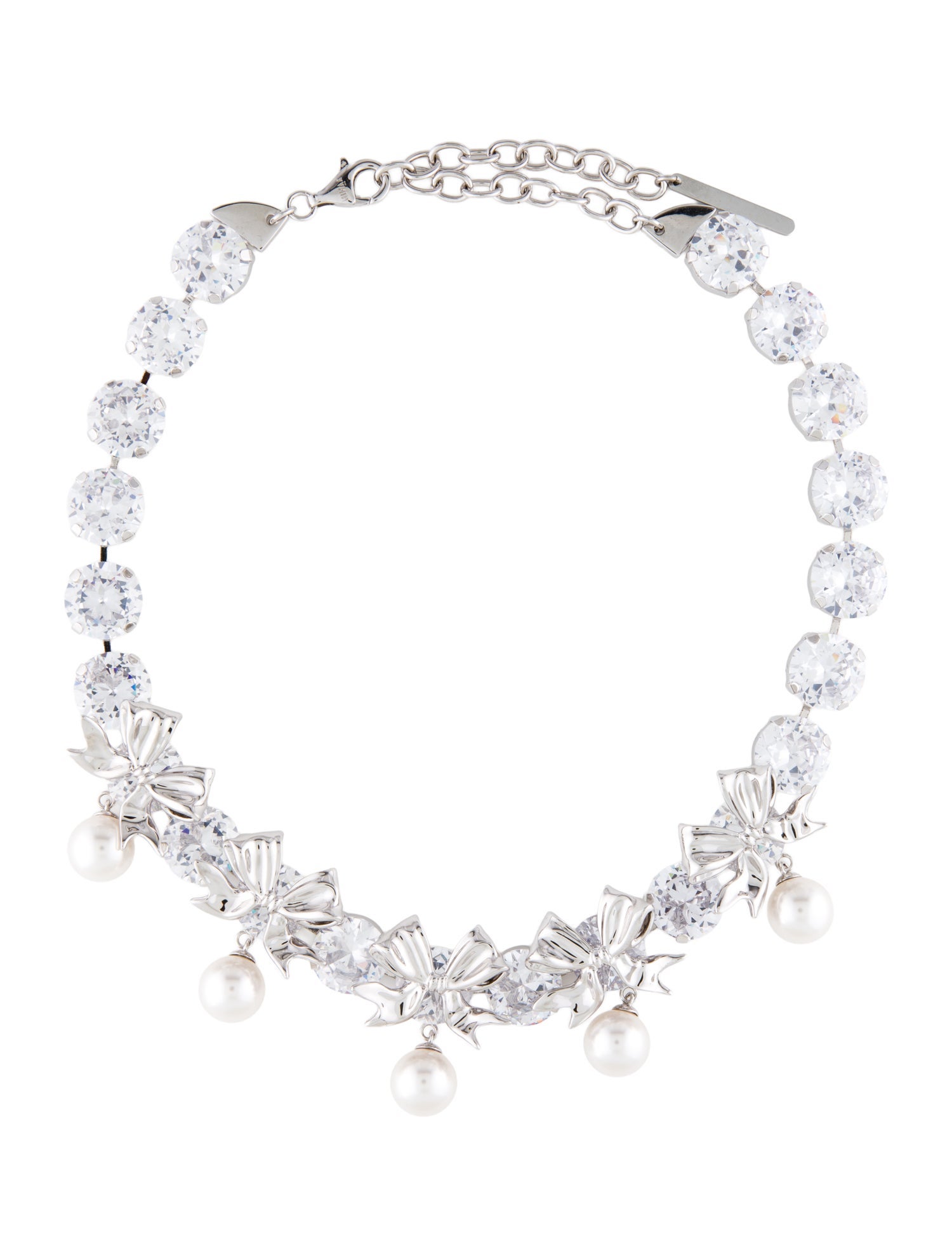 Shushu/tong Faux Pearl Bow Chain Necklace