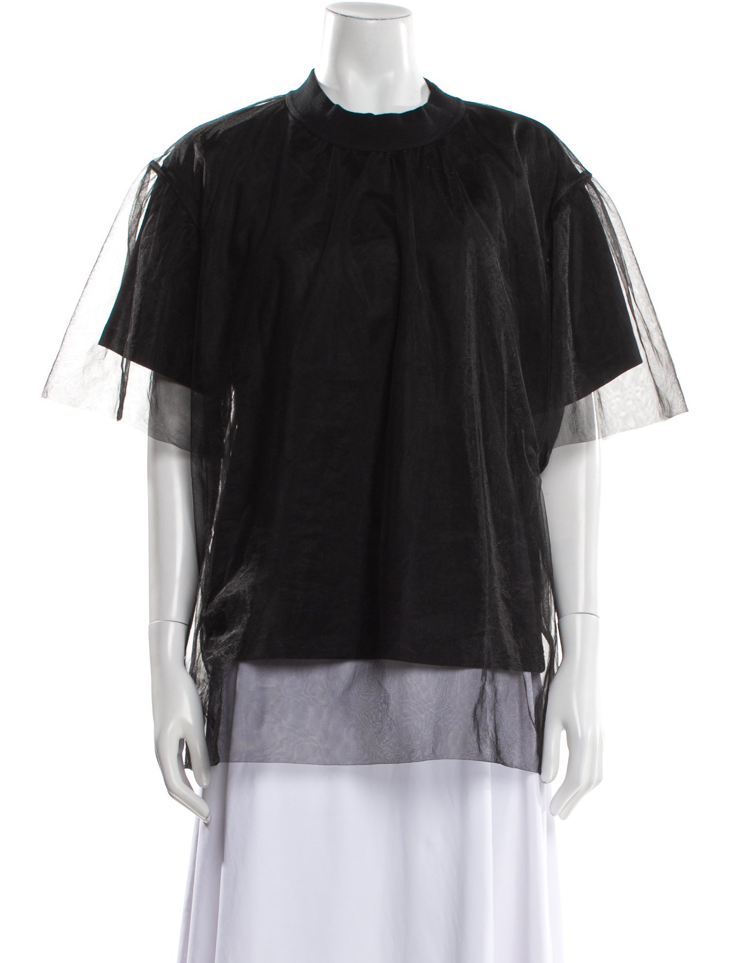 Shushu/tong Mock Neck Short Sleeve Blouse