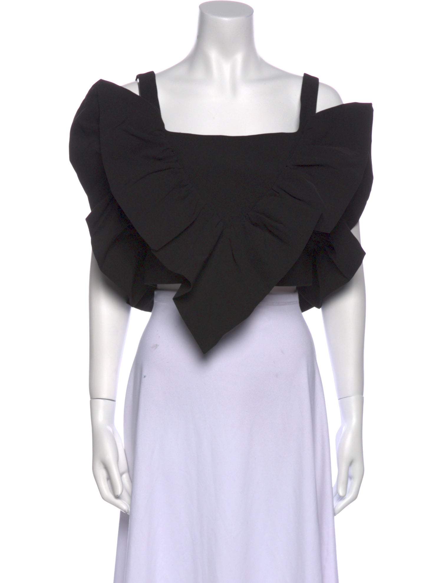 Shushu/tong Square Neckline Short Sleeve Crop Top