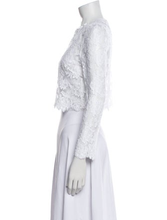 Shushu/tong Lace Pattern Crew Neck Crop Top