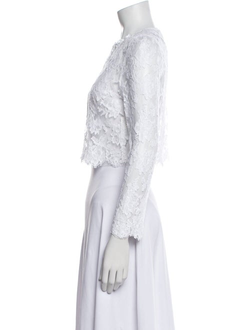 Shushu/tong Lace Pattern Crew Neck Crop Top