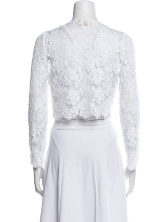 Shushu/tong Lace Pattern Crew Neck Crop Top