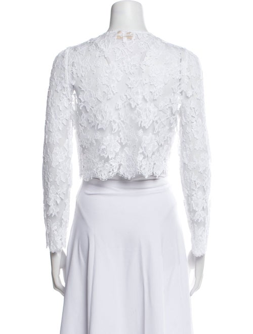 Shushu/tong Lace Pattern Crew Neck Crop Top