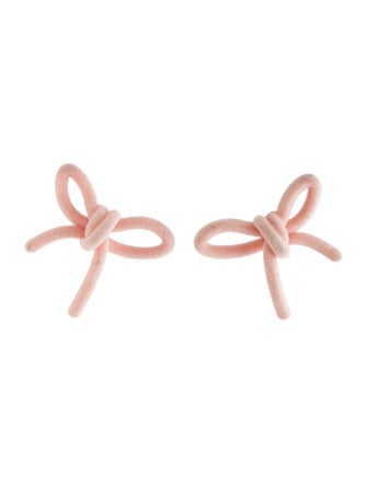 Shushu/tong Pink YVMIN Edition Velvet Bow Stud Earrings