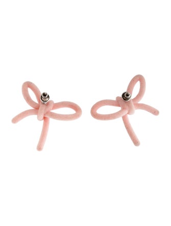 Shushu/tong Pink YVMIN Edition Velvet Bow Stud Earrings