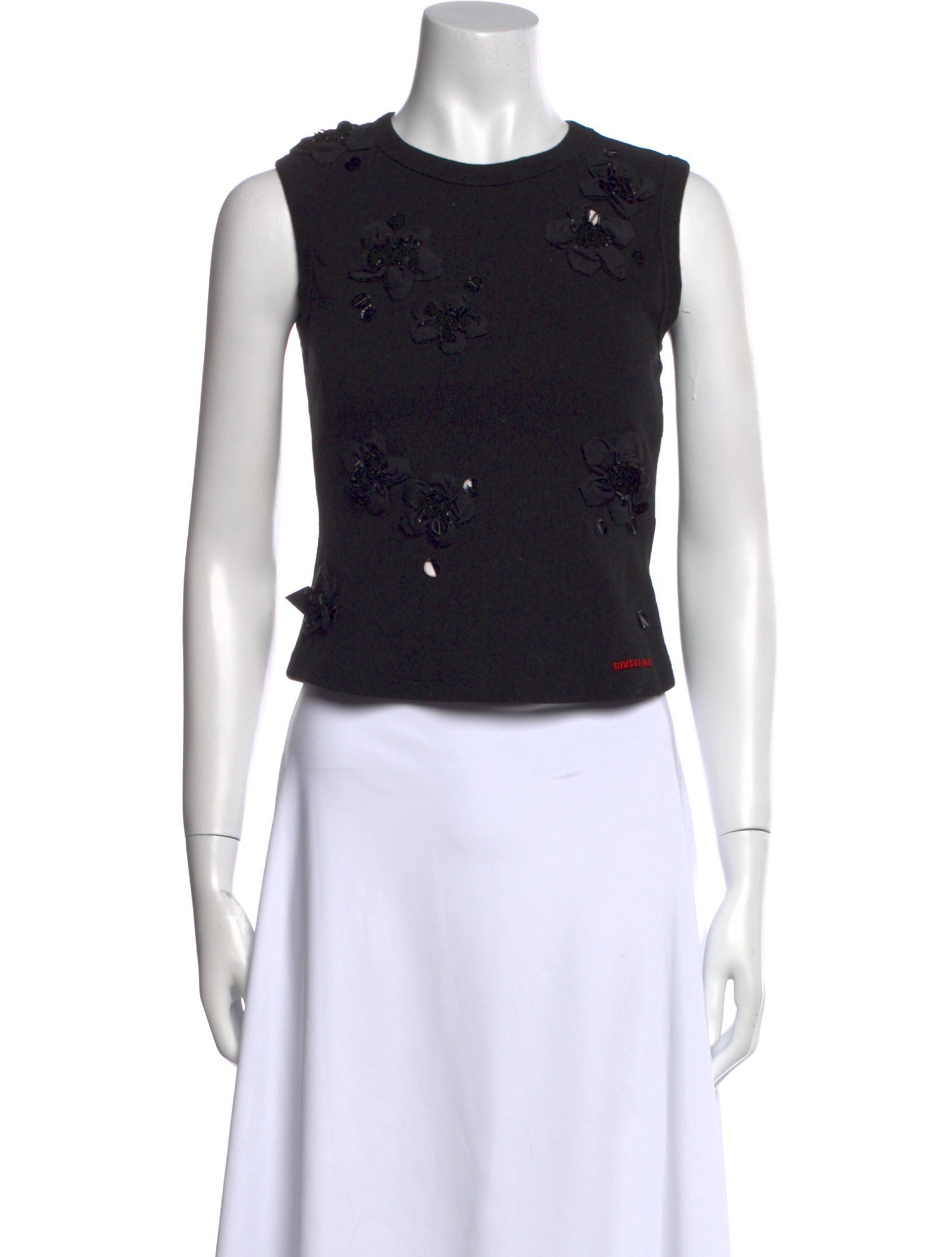 Shushu/tong Crew Neck Sleeveless Crop Top