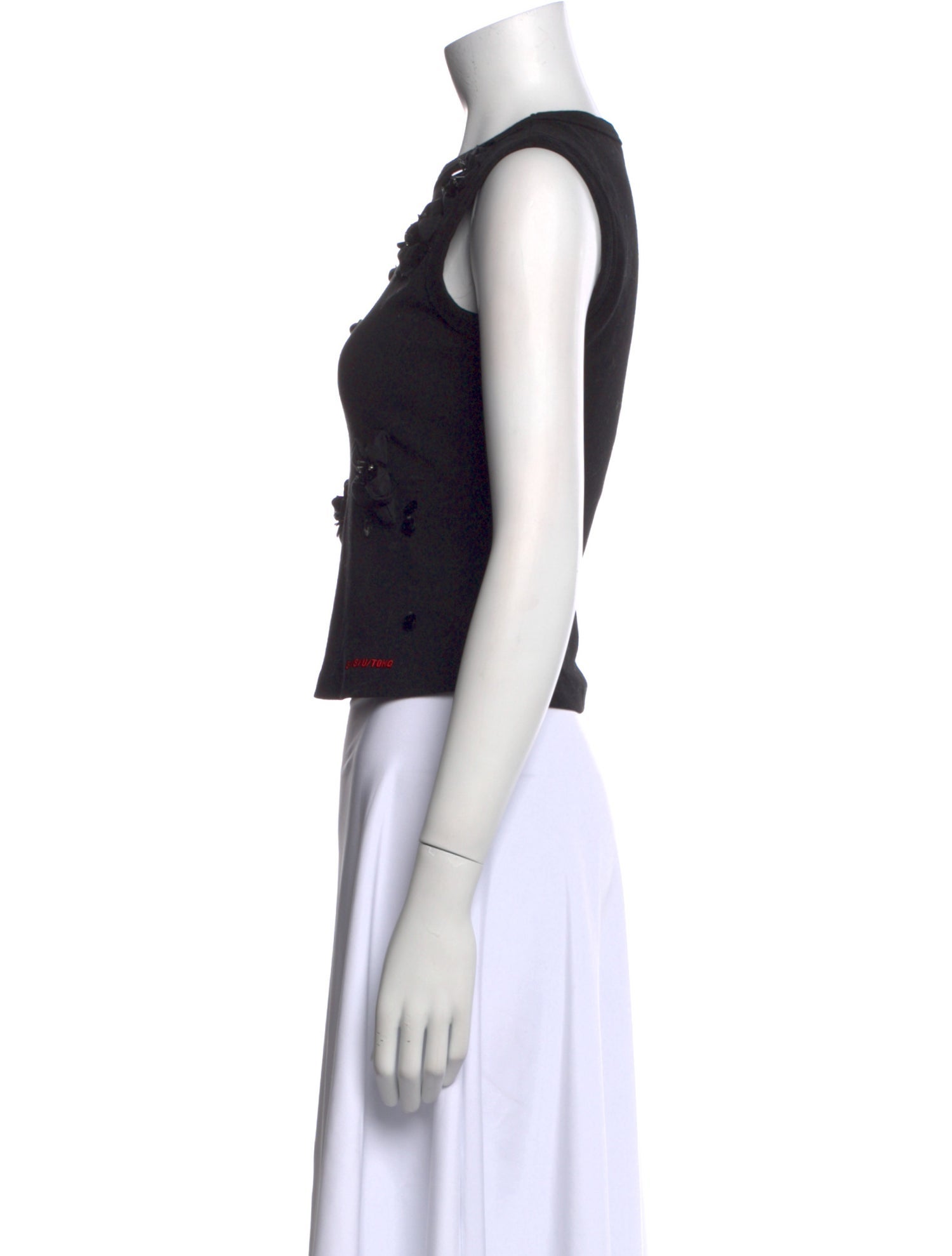 Shushu/tong Crew Neck Sleeveless Crop Top