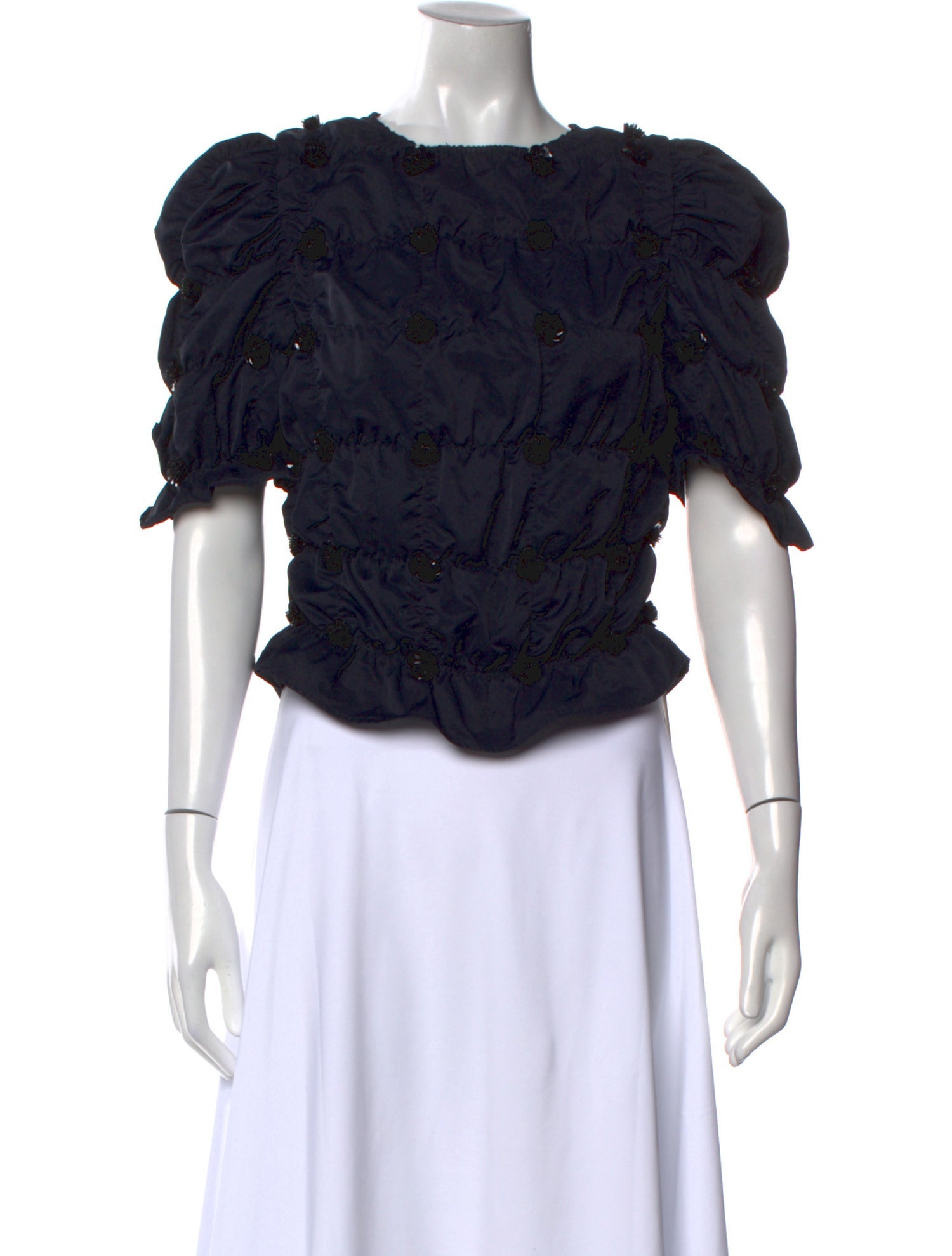 Shushu/tong Bateau Neckline Short Sleeve Crop Top