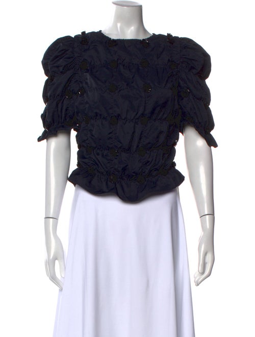 Shushu/tong Bateau Neckline Short Sleeve Crop Top