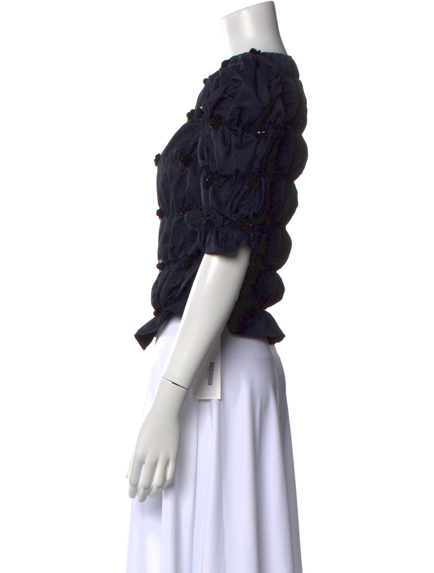 Shushu/tong Bateau Neckline Short Sleeve Crop Top