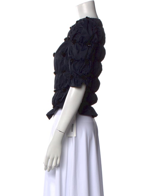 Shushu/tong Bateau Neckline Short Sleeve Crop Top