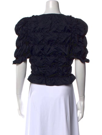 Shushu/tong Bateau Neckline Short Sleeve Crop Top