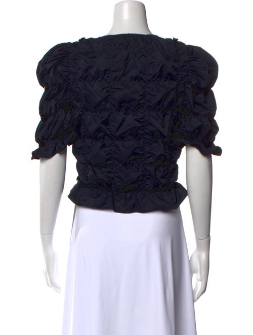 Shushu/tong Bateau Neckline Short Sleeve Crop Top