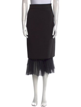 Shushu/tong Mesh Accents Midi Length Skirt