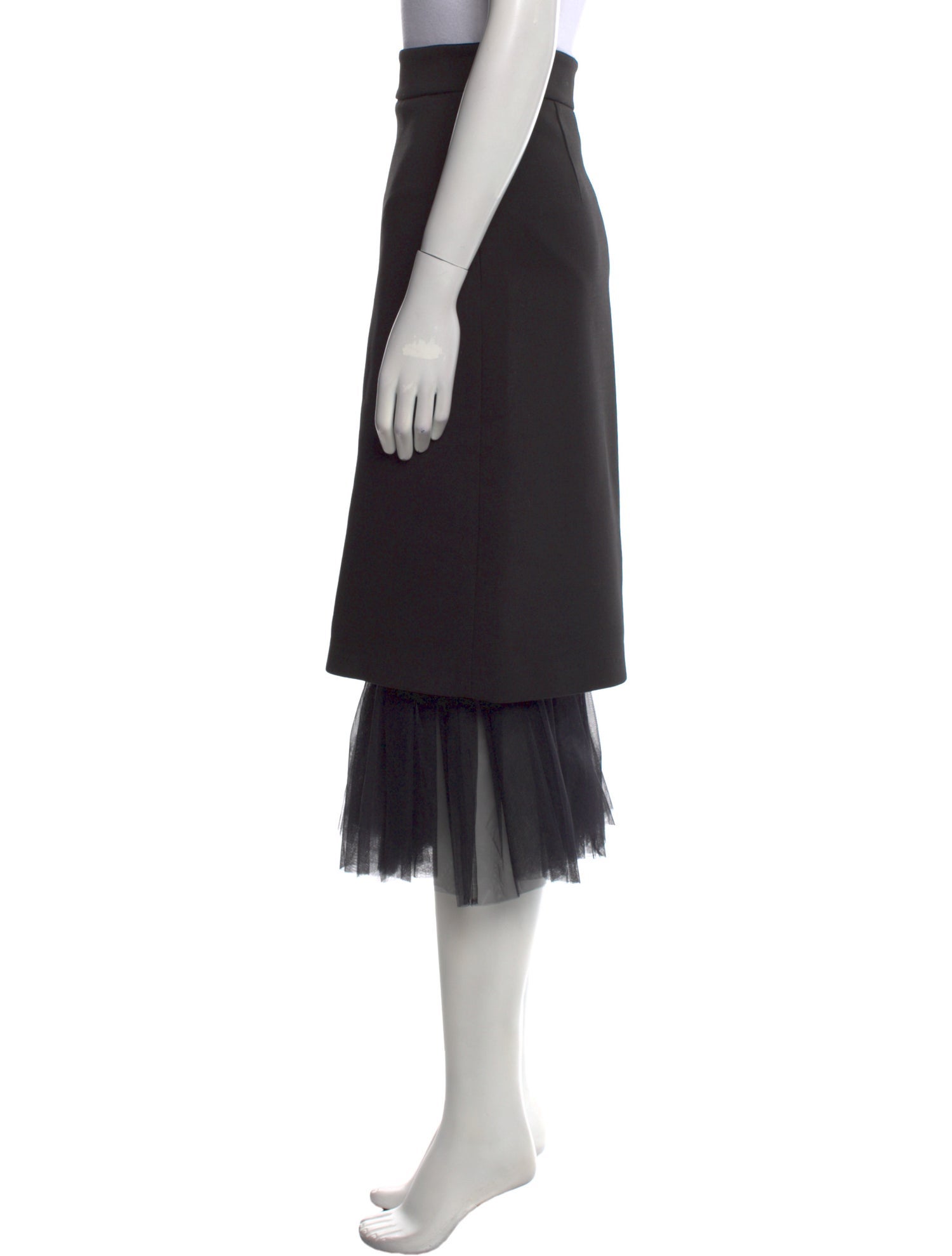 Shushu/tong Mesh Accents Midi Length Skirt