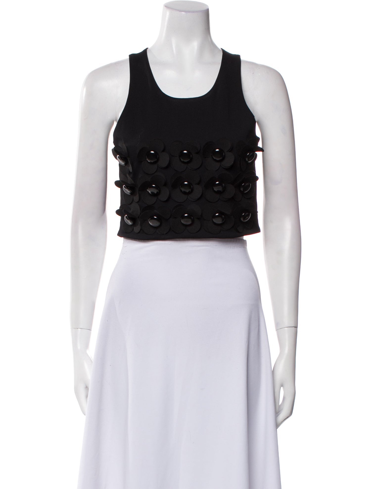 Shushu/tong Printed Scoop Neck Crop Top
