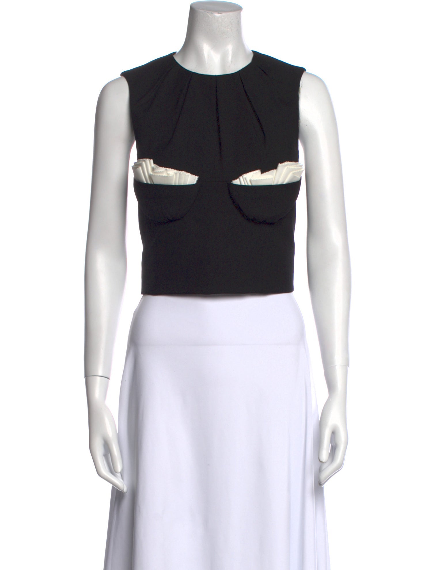 Shushu/tong Crew Neck Sleeveless Crop Top