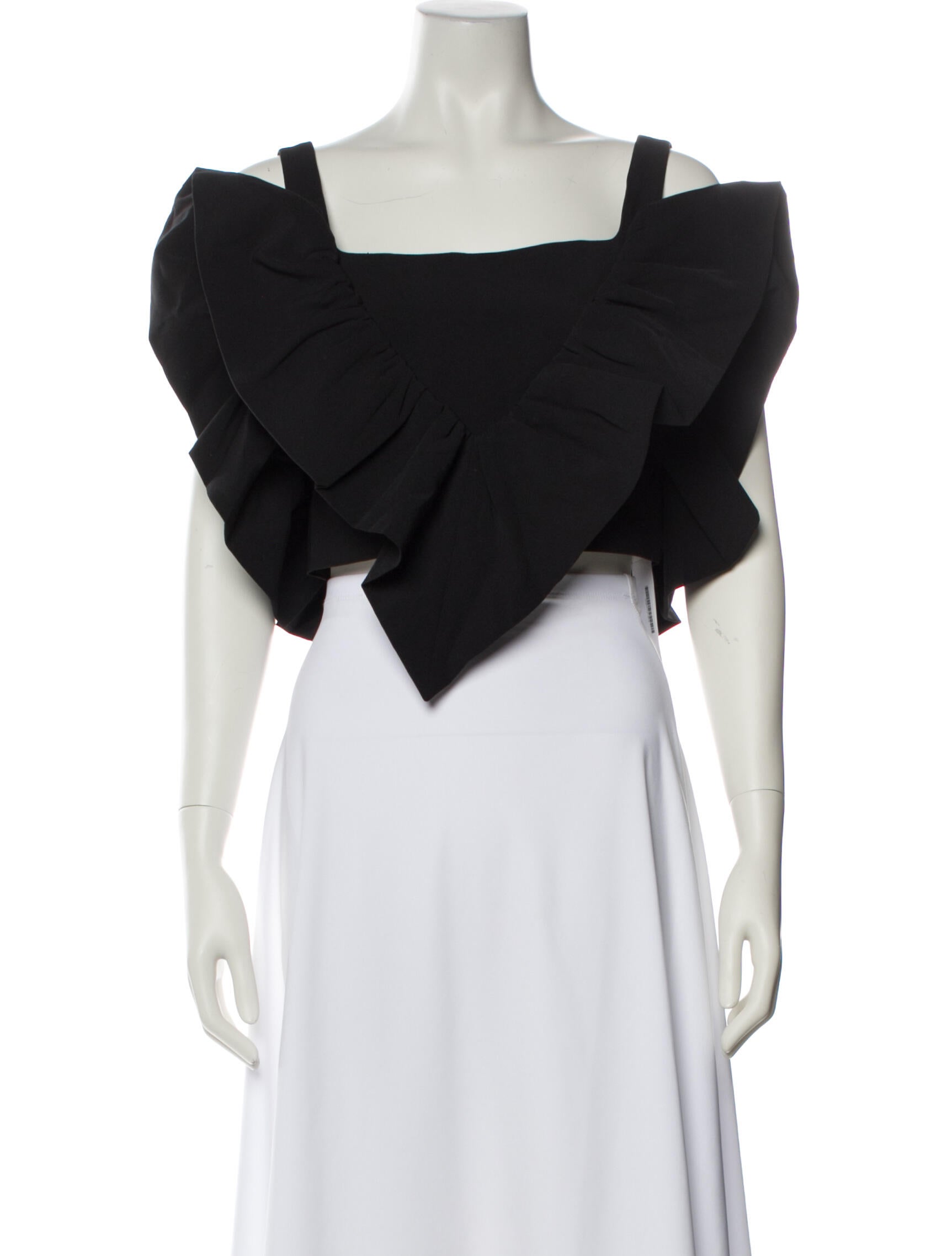 Shushu/tong Square Neckline Short Sleeve Crop Top