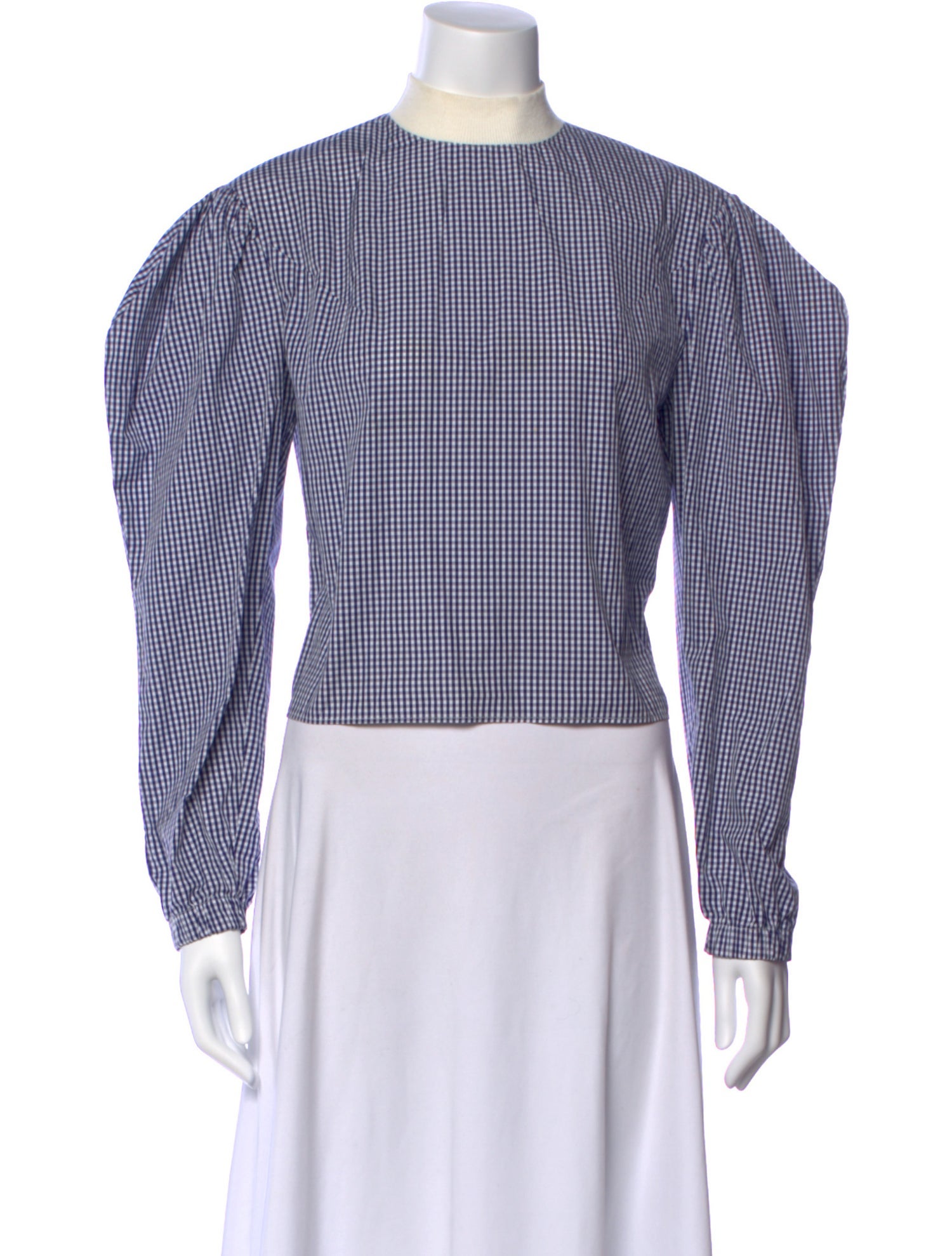 Shushu/tong Plaid Print Crew Neck Blouse