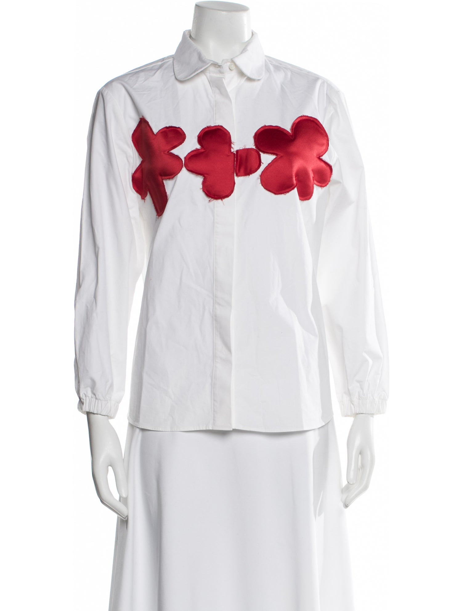 Shushu/tong Printed Three-Quarter Sleeve Button-Up Top