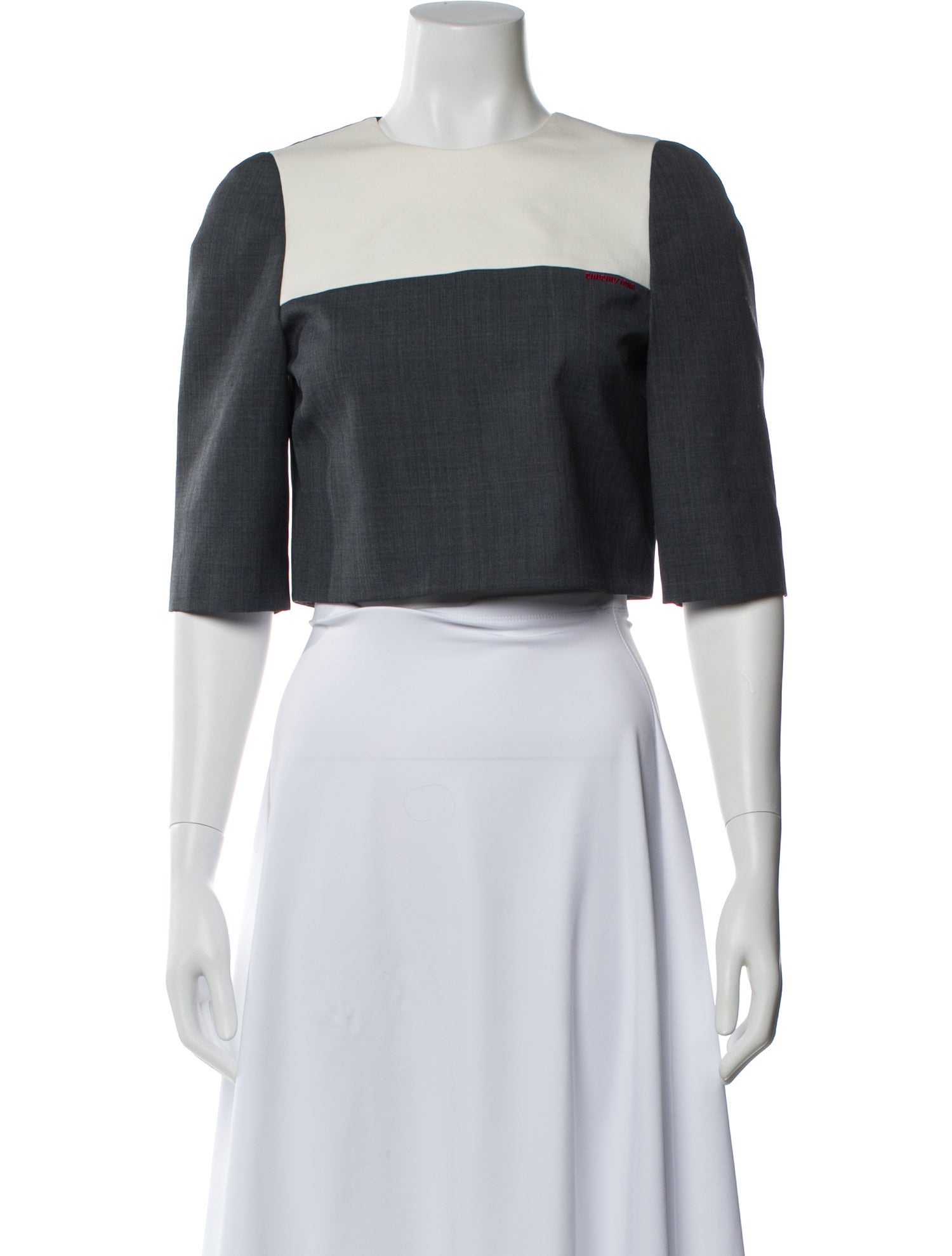 Shushu/tong Crew Neck Three-Quarter Sleeve Top