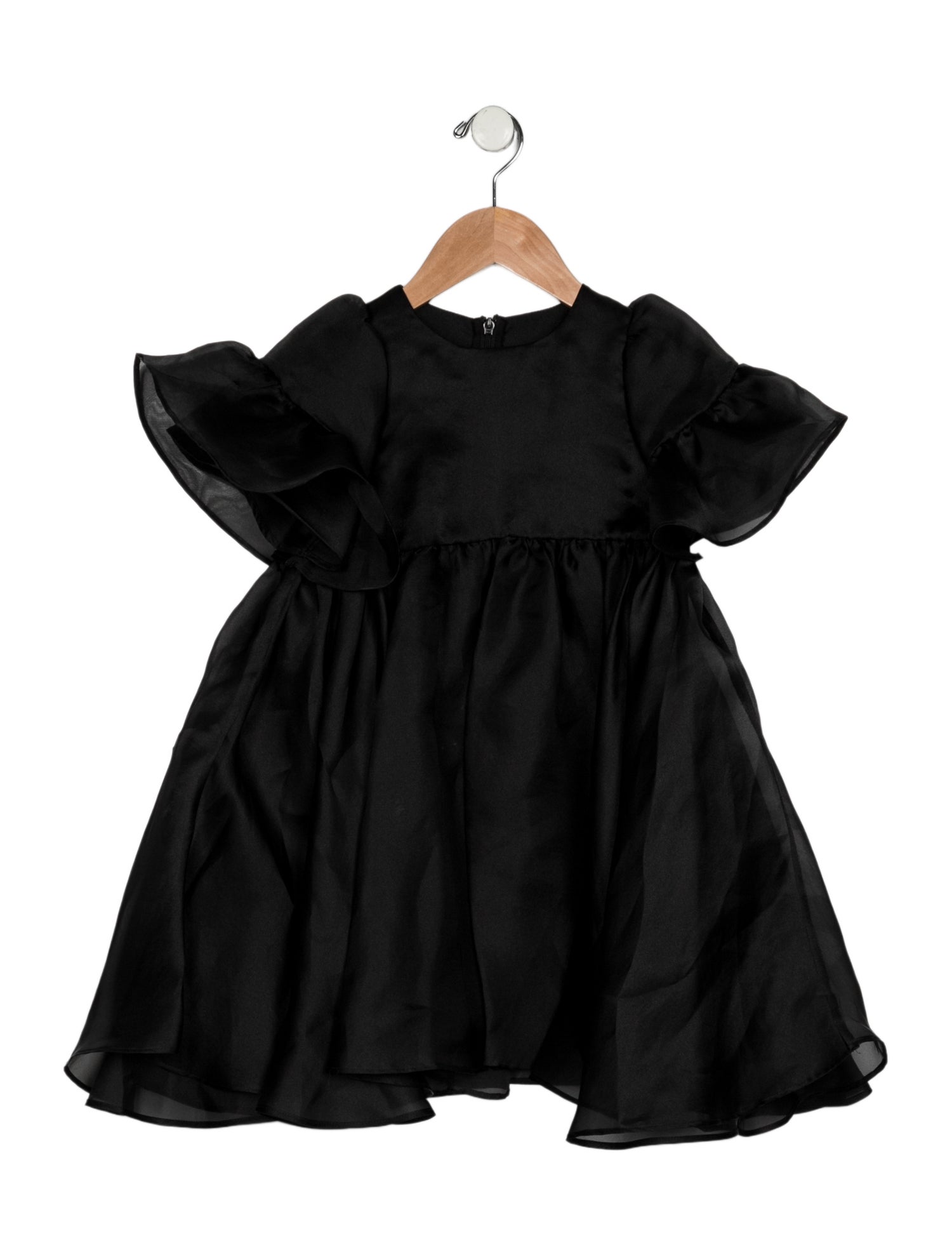 Shushu/tong Girls Pleated Ruffle Embellished Dress - Black Sizes 7-16,  Girls - WSHTG21577 | The RealReal