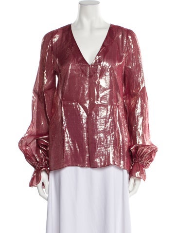 Silk Roads by Adriana Iglesias Tops V-Neck Blouse XS