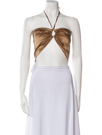 Silk Roads by Adriana Iglesias Silk Halterneck Crop Top