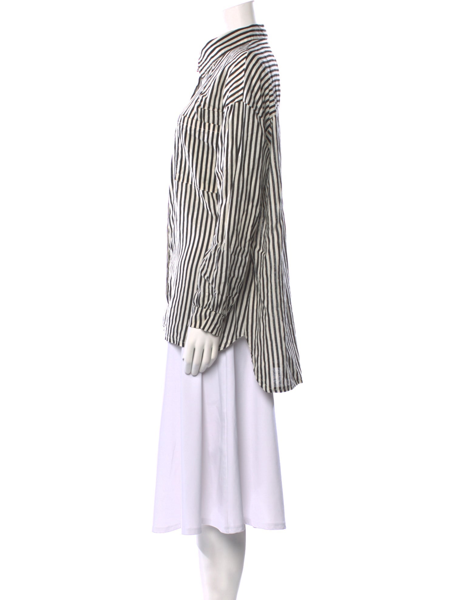 Saison Linen Striped Button-Up Top