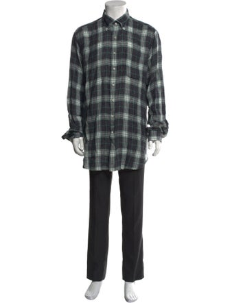 Sid Mashburn Linen Plaid Print Shirt