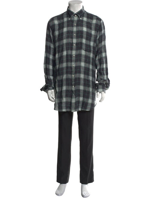 Sid Mashburn Linen Plaid Print Shirt