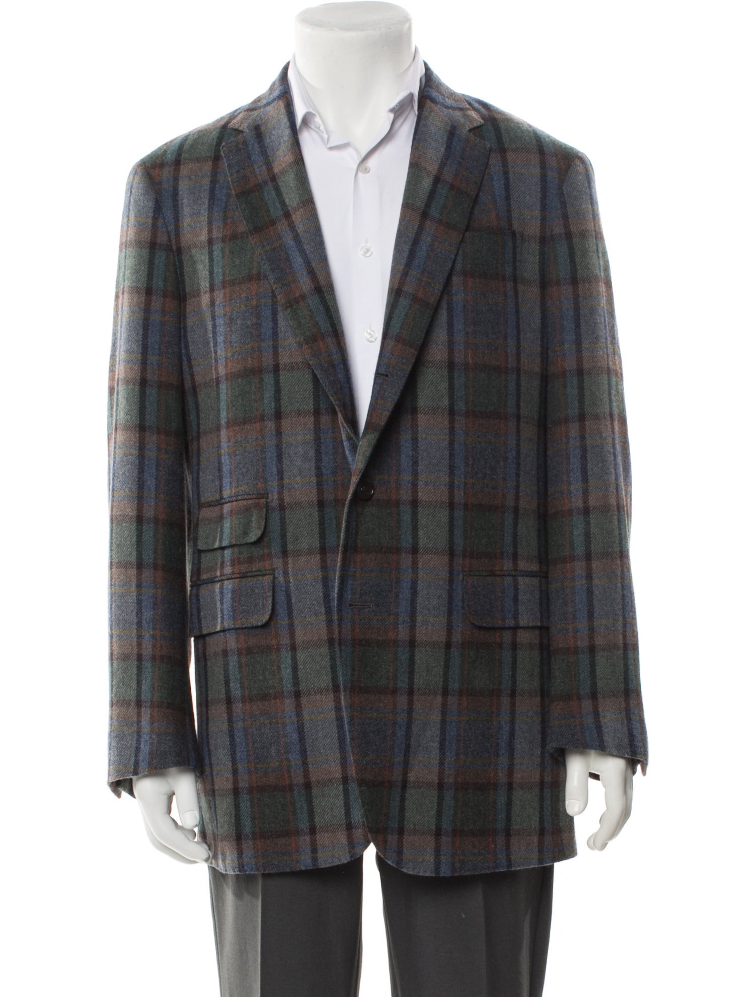 Sid Mashburn Wool Plaid Print Peacoat