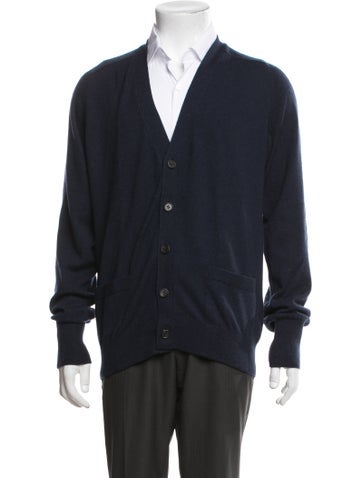 Pre-owned Sid Mashburn Cashmere V-neck Cardigan In Blue